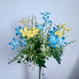 Штучні квіти. Букет квіти польові 33 см Блакитно-жовтий 2876812220 фото